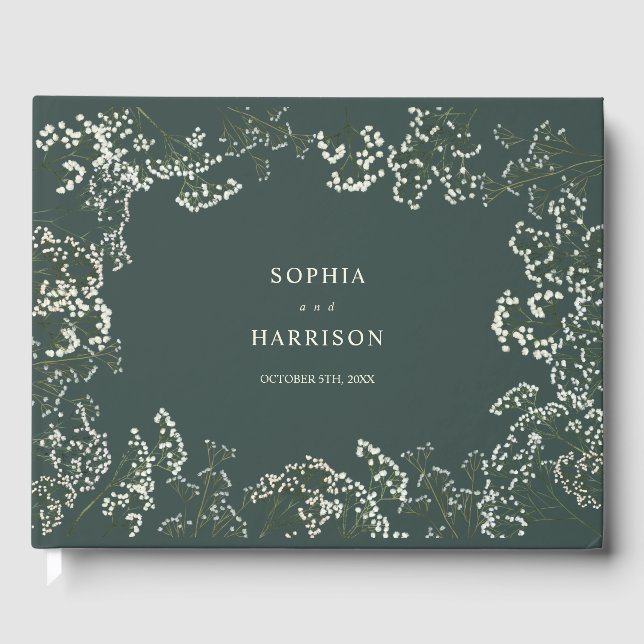 Livro De Visitas Casamento Verde Respiratório do Bebê Russo (Frente)