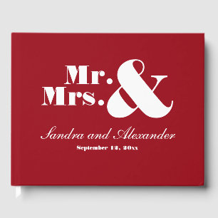 Livro De Visitas Casamento Vermelho Clássico Mínimo da Sra. Elegant