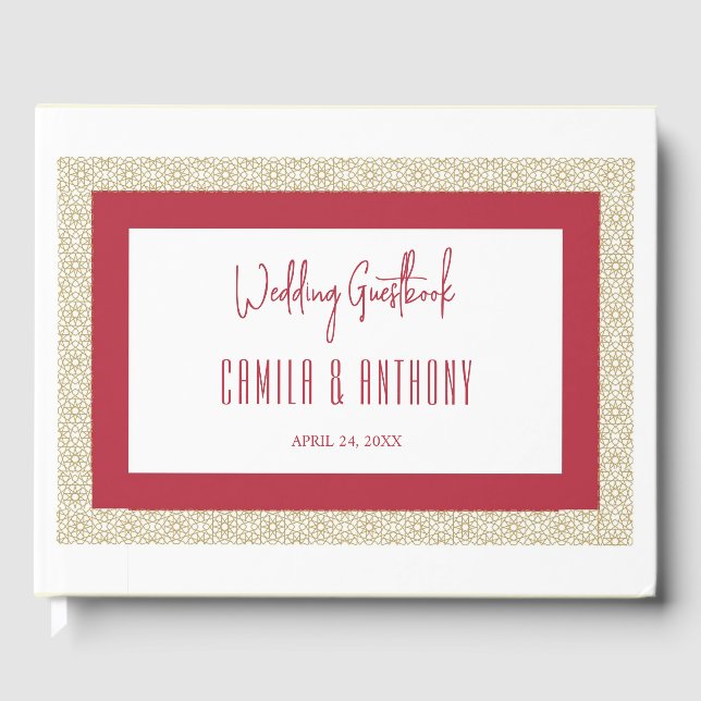 Livro De Visitas Casamento Vermelho da Fronteira Geométrica Islâmic (Frente)