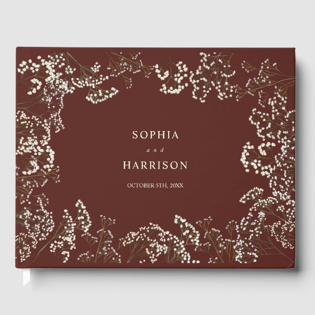 Livro De Visitas Casamento Vermelho de Bebê Rústico (Frente)