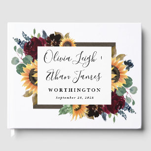 Livro De Visitas Casamento vermelho dos azuis marinhos do girassol