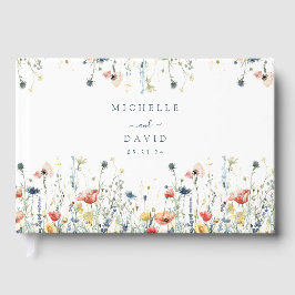 Livro De Visitas Casamento Vibrante de Flores Selvagens