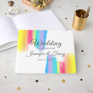 Livro De Visitas Casamento Vibrante Orgulho gay LGBTQ Rainbow Water