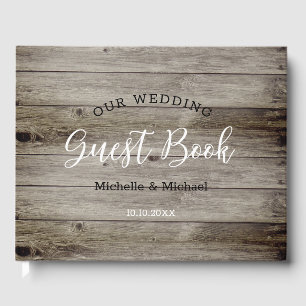 Livro De Visitas Casamento vintage de madeira rústico simples
