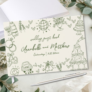 Livro De Visitas Casamento Vintage Retro Desenhado à Mão