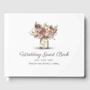 Livro De Visitas Casamento vintage rústico floral do frasco de