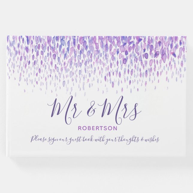 Livro De Visitas Cascata personalizada de arte pontual casamento ro (Frente)