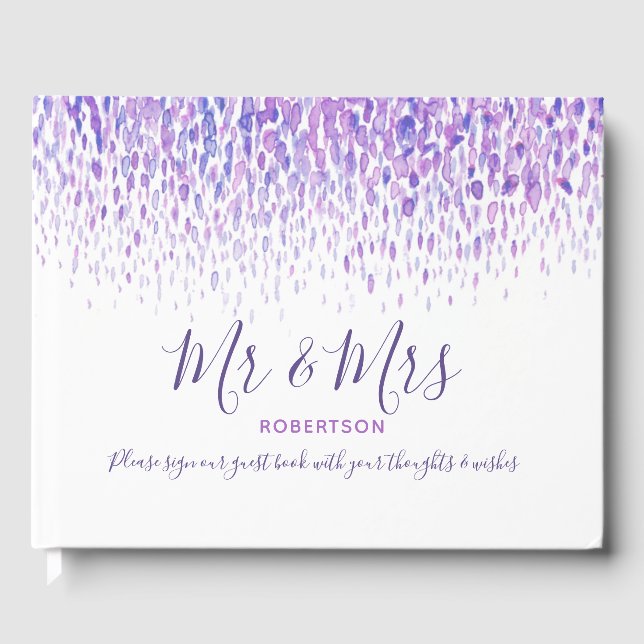 Livro De Visitas Cascata personalizada de arte pontual casamento ro (Frente)