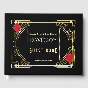Livro De Visitas Casino Dourado Art Deco Frame Roaring 20s Wedding