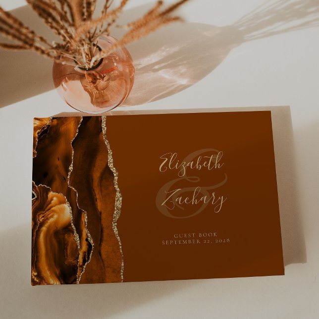 Livro De Visitas Castanho Dourado Laranja Moderno Queimado (Criador carregado)