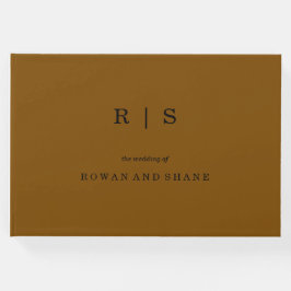 Livro De Visitas Castanho mínimo e chic | Convidado de Casamento de