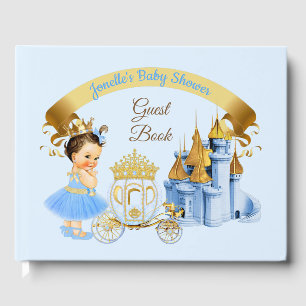 Livro De Visitas Castelo Real Carruagem Princesa Azul Dourado Menin