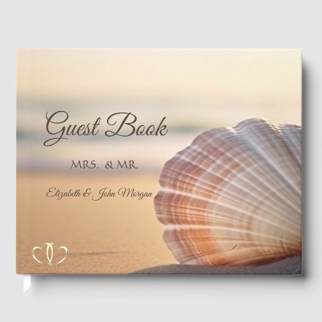 Livro De Visitas Catálogo de Convidados da Beach Sunset Seashell (Frente)