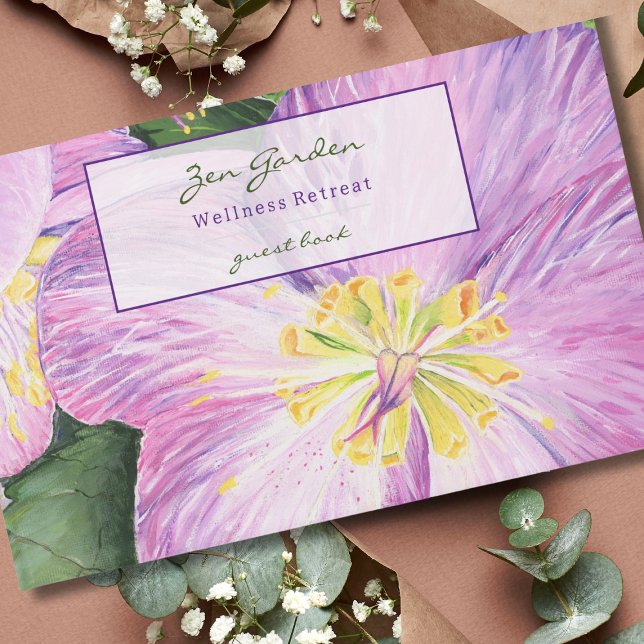 Livro De Visitas Catálogo de Convidados de Aluguel de Férias Floral (This lovely floral guest book features my original hellebores flower painting.)