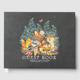 Livro De Visitas Catálogo de Convidados do Chá de fraldas Woodland