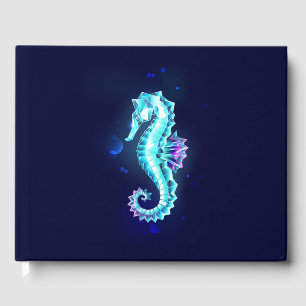 Livro De Visitas Cavalo de Gelo Cristal em Fundo Azul