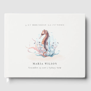Livro De Visitas Cavalo-Marinho Subaquático Algas Coral Aniversário