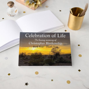 Livro De Visitas Celebração da Foto da Paisagem do Pôr do Sol no De