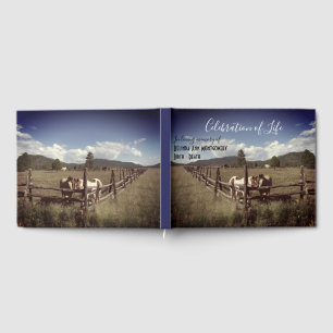 Livro De Visitas Celebração Da Vida Cavalos Lindos Personalizados
