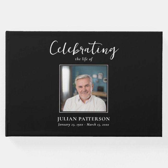 Livro De Visitas Celebração da Vida Foto Simples, Funeral Personali (Frente)