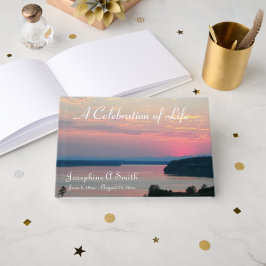 Livro De Visitas Celebração da Vida por Foto Pink Sunset