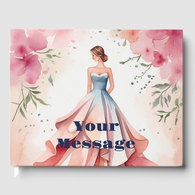 Livro De Visitas Celebração de Quinceanera de Aquarela (Frente)