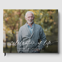 Livro De Visitas Celebração Elegante do Funeral Fotográfico de Scri