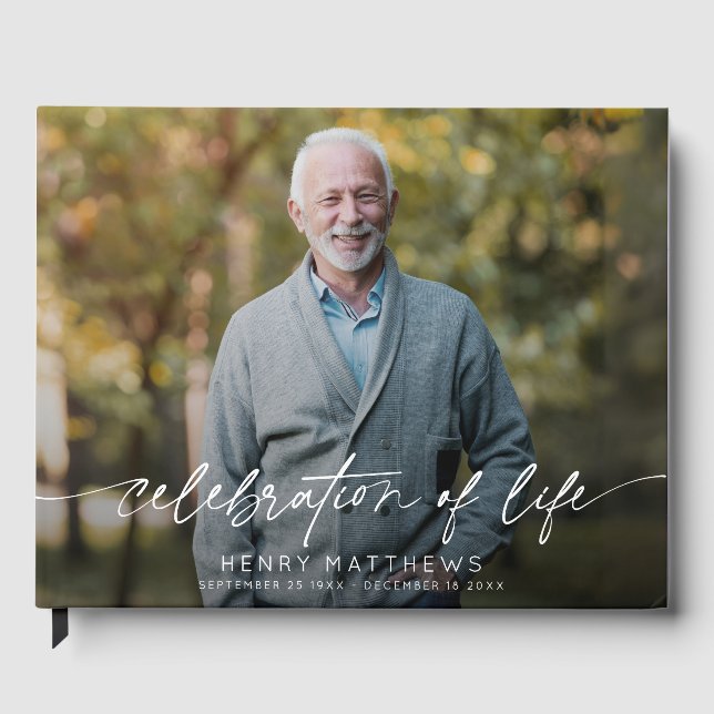 Livro De Visitas Celebração Elegante do Funeral Fotográfico de Scri (Frente)