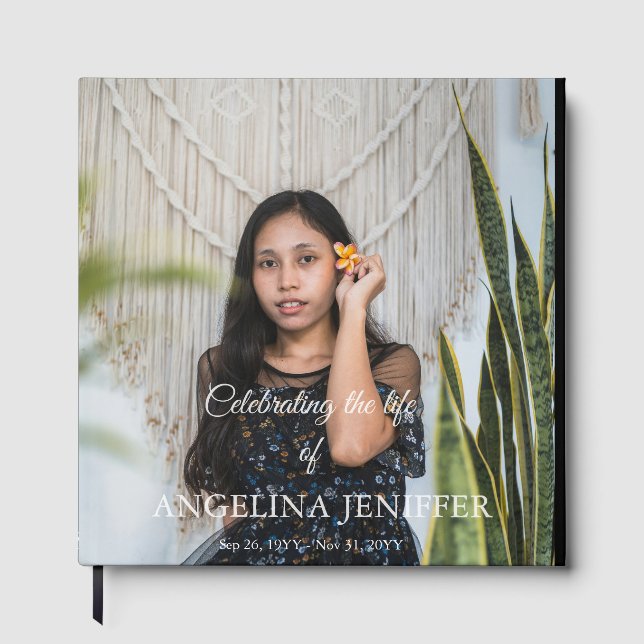 Livro De Visitas Celebração Elegante do Funeral Memorial da Foto da (Frente)