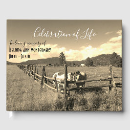 Livro De Visitas Celebração Personalizada De Cavalos Sépia De Vida