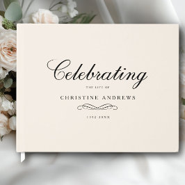 Livro De Visitas Celebration of Life Memorial–Elegant Minimal Beige