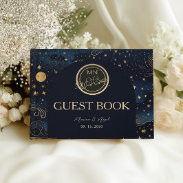 Livro De Visitas Celestial Navy Gold Wedding