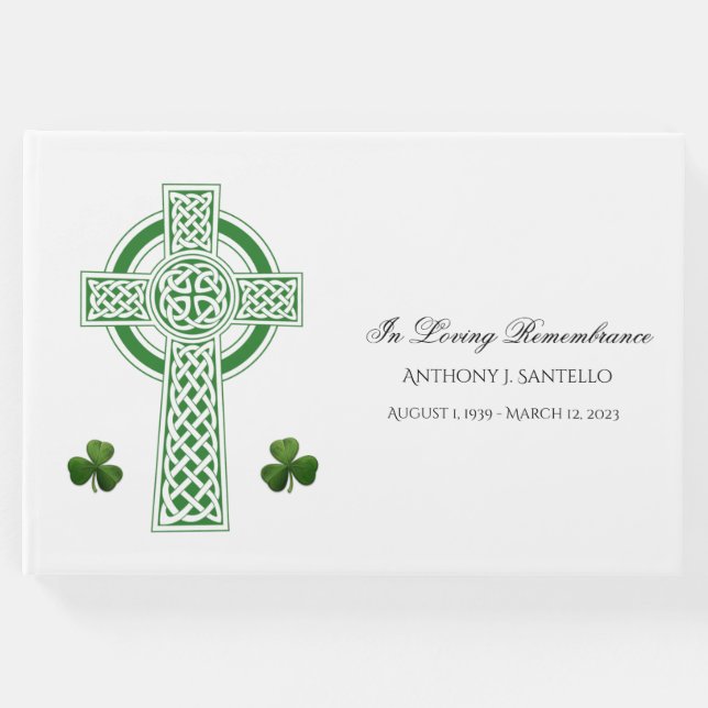 Livro De Visitas Celtic Cross Irish Shamrocks Memorial Funeral (Frente)