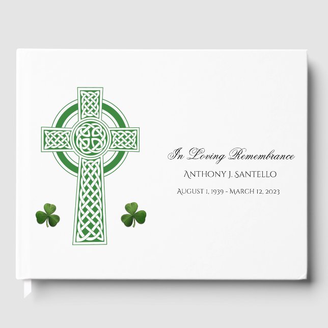 Livro De Visitas Celtic Cross Irish Shamrocks Memorial Funeral (Frente)