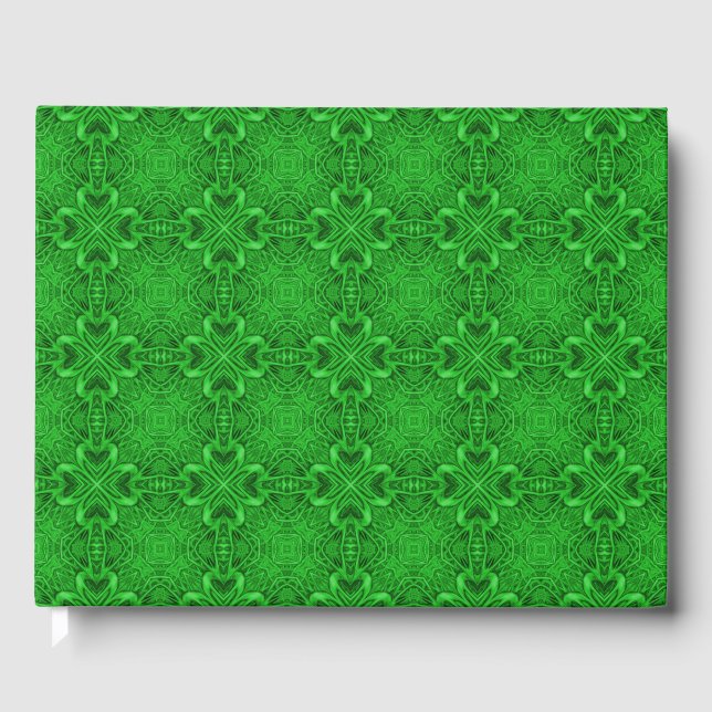 Livro De Visitas Célula Vintage Fractal Verde Caleidoscópio (Frente)