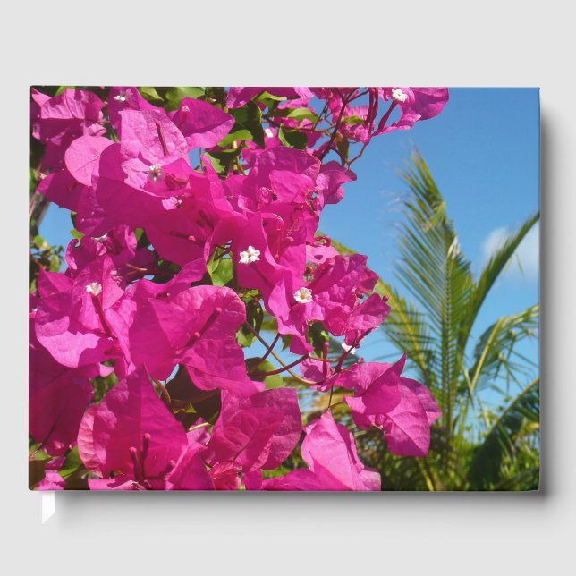 Livro De Visitas Cena da Natureza Tropical de Bougainvillea e Palm  (Frente)