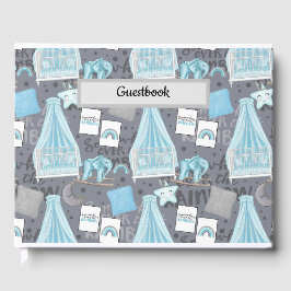 LIVRO DE VISITAS CENA DE ENFERMEIRO DO PASTEL BLUE & CINZA BABY