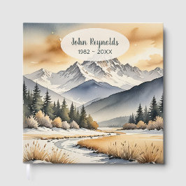 Livro De Visitas Cena de montanha de inverno em aquarela