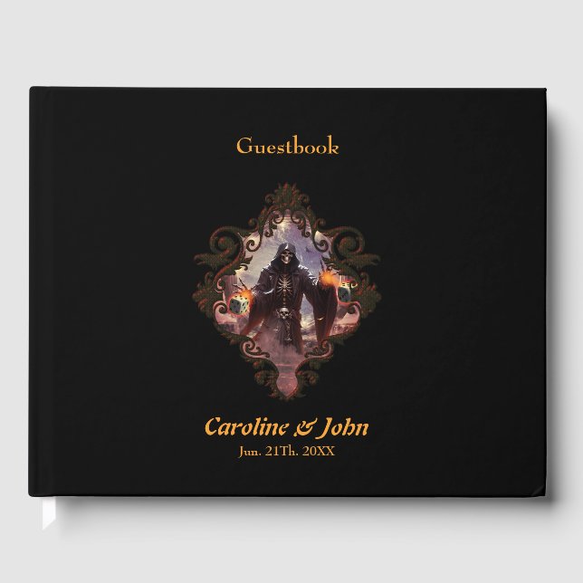 Livro De Visitas Cenário fascinante e místico de um esqueleto (Frente)