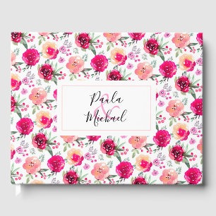 Livro De Visitas Cerise Watercolor Floral Guest Book