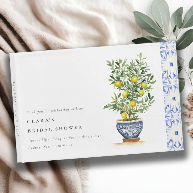 Livro De Visitas Chá de Bebê de Noiva Boho Aquarela Árvore de Limão (Criador carregado)