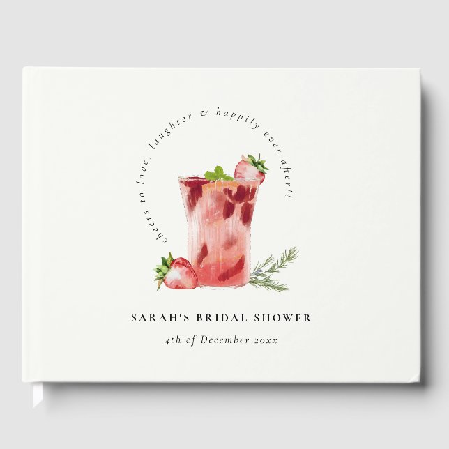 Livro De Visitas Chá de Bebê de Noiva de Coquetel Margarita Rosa de (Frente)