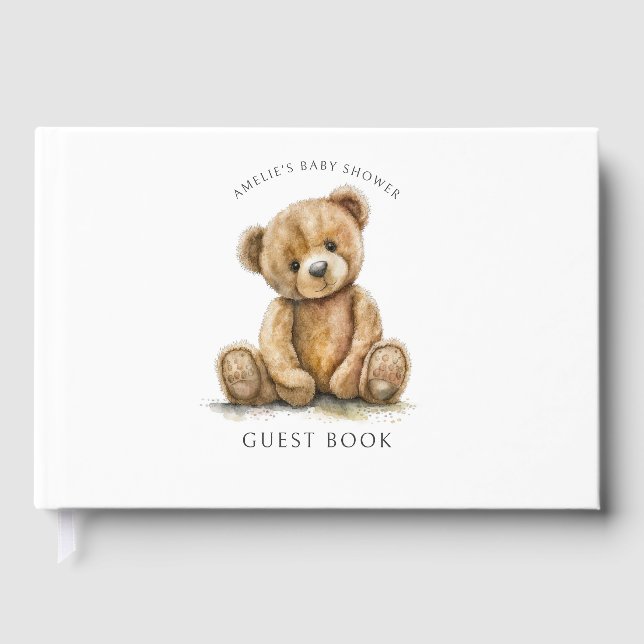 Livro De Visitas Chá de Bebê do Ursinho Teddy Fofo (Frente)