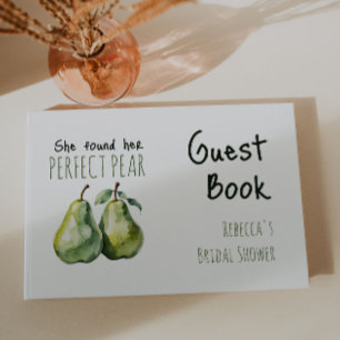Livro De Visitas Chá de Bebê Elegante Rústico Perfeito Pera