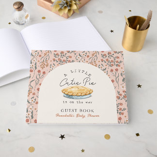 Livro De Visitas Chá de Bebê Floral Rosa Pequena Fatia de Torta