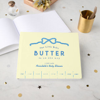 Livro De Visitas Chá de Bebê Little Baby Butter Blue Bow Baby Showe