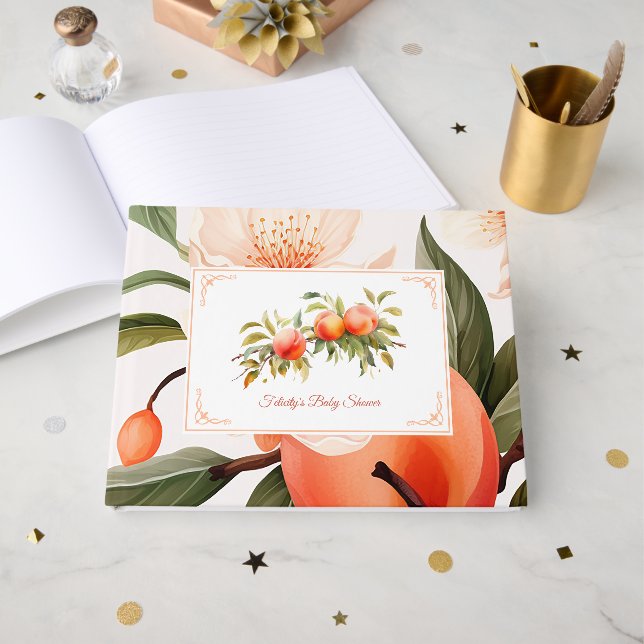 Livro De Visitas Chá de Bebê Peach Fuzz (Frente aberta)