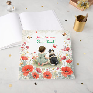 Livro De Visitas Chá de Bebê Personalizado para Menina e seu Cachor