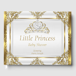 Livro De Visitas Chá de Bebê Princesa Pérola Branca Dourada