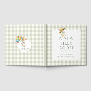 Livro De Visitas Chá de Bebê Silly Goose Sage Gingham
